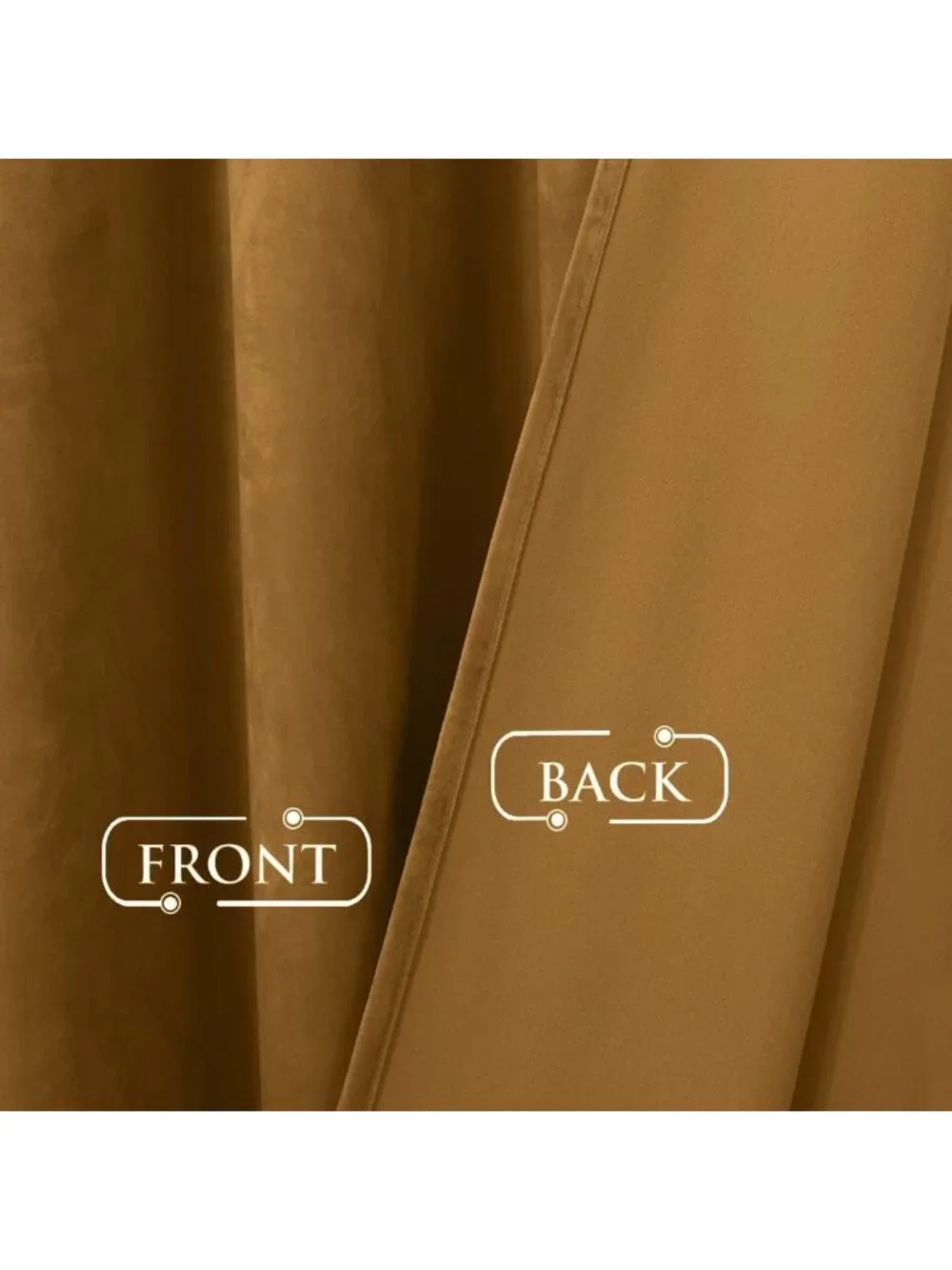 Boho Gold Brown Velvet Curtains, 2 Panels, Back Tab, W52 x L90, Fall Decor